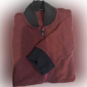 ALFANI MENS COTTON ZIP FRONT BASEBALL COLLAR BOMBER JACKET DARK RED SZ S EGYPT